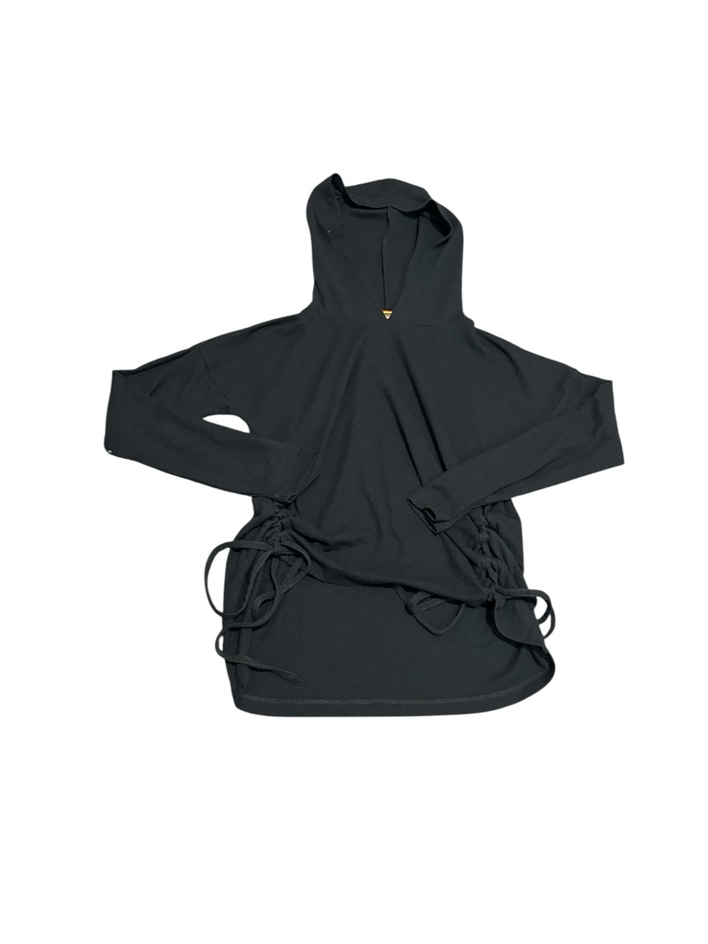 PJ Salvage Waffle Cinched Side Tie Ruffle Loungewear Long Sleeve Hooded Sweater - Picture 4 of 6
